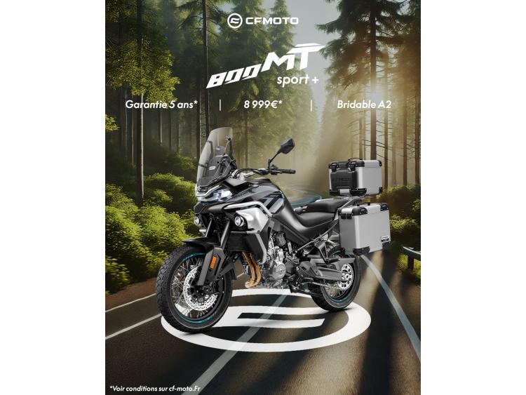 CFMOTO 800MT Sport+ – NEUVE – Garantie 5 ans – 95 ch ou bridée  A2